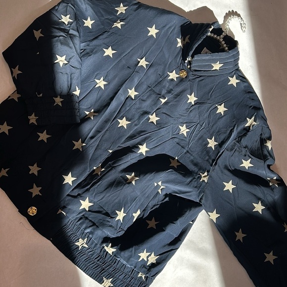 Vintage Saks Fifth Avenue Peter Nygard American Stars Bomber Jacket Size 13 Navy - Picture 1 of 8